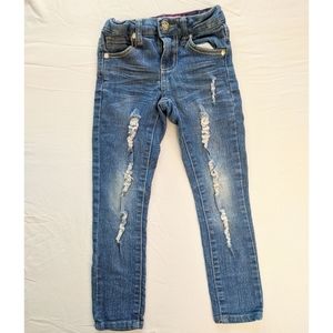 Girls size 6 Pink Latte distressed skinny jeans, EUC